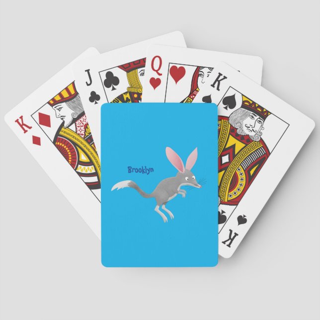 Cute happy Australian bilby cartoon Poker Cards (Back)
