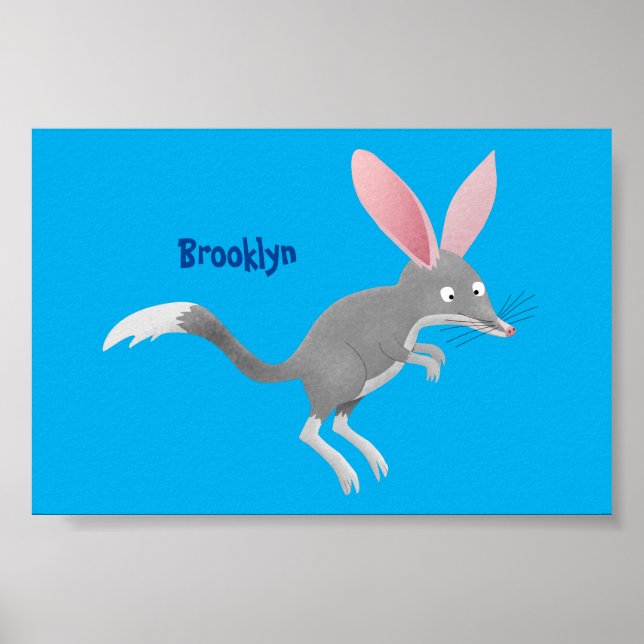 Cute happy Australian bilby cartoon Poster (Front)