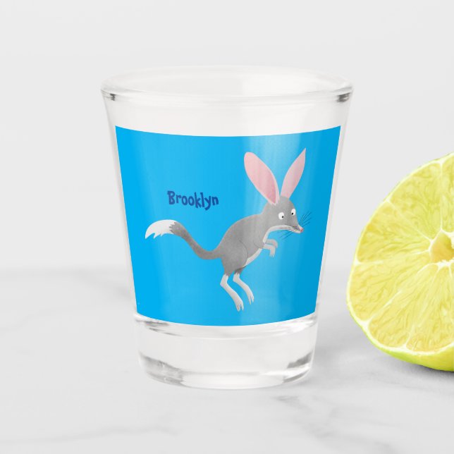 Cute happy Australian bilby cartoon Shot Glass (Front)