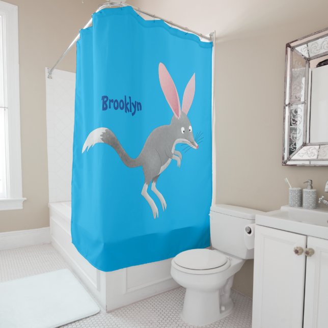 Cute happy Australian bilby cartoon Shower Curtain (In Situ)
