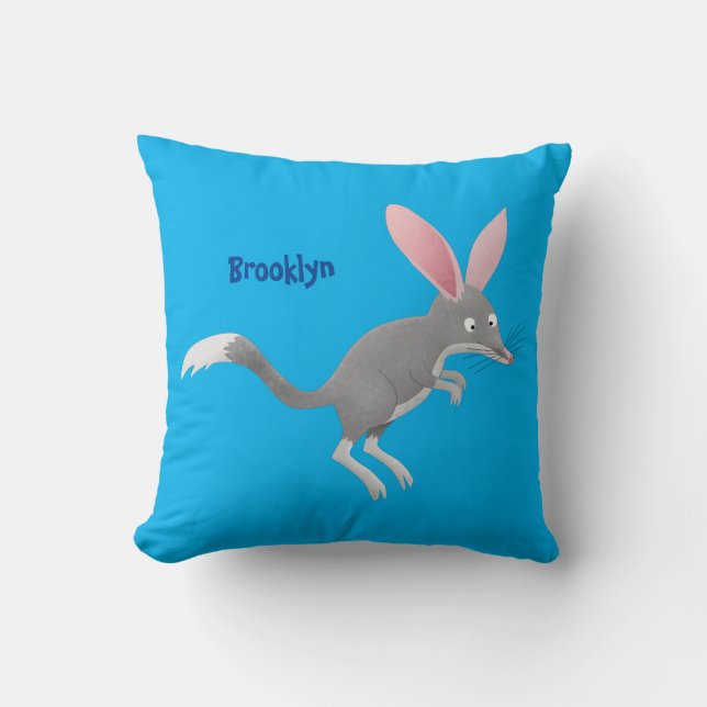 Cute happy Australian bilby cartoon Throw Pillow (Front)