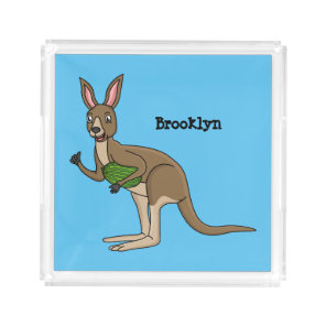 Cute happy Australian kangaroo illustration  Acrylic Tray