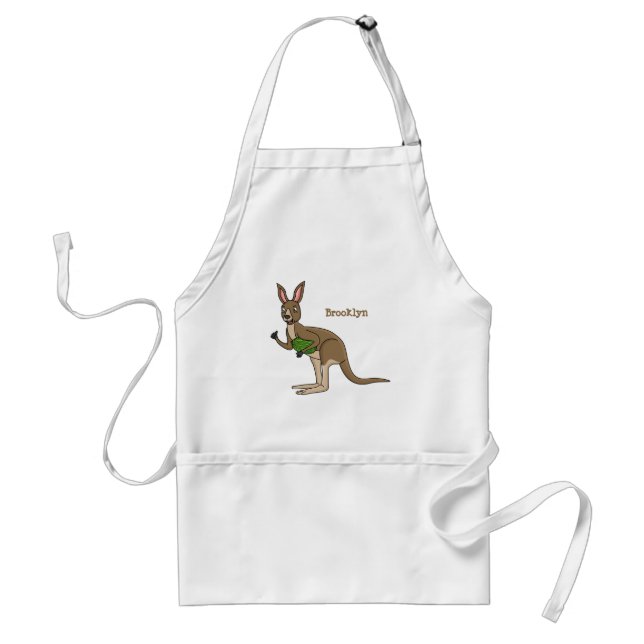 Cute happy Australian kangaroo illustration  Adult Apron (Front)