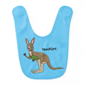 Cute happy Australian kangaroo illustration Baby Bib
