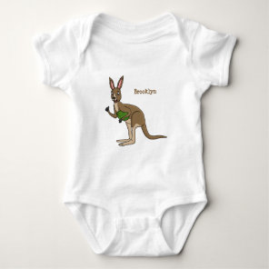 Cute happy Australian kangaroo illustration Baby Bodysuit