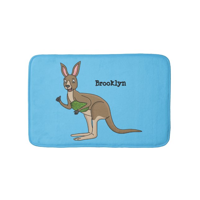 Cute happy Australian kangaroo illustration  Bath Mat (Front)