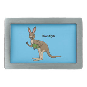 Cute happy Australian kangaroo illustration Belt Buckle