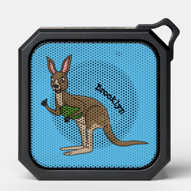 Cute happy Australian kangaroo illustration Bluetooth Speaker (Front)