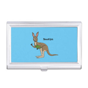 Cute happy Australian kangaroo illustration Business Card Case