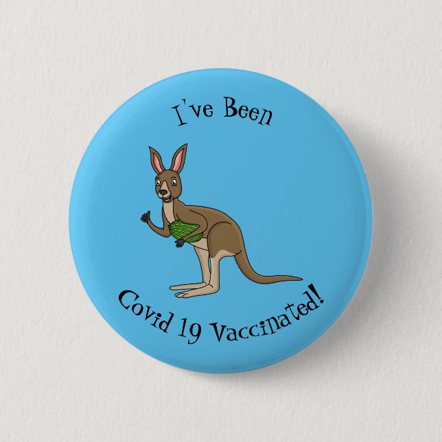 Cute happy Australian kangaroo illustration  Button (Front)