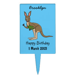 Cute happy Australian kangaroo illustration Cake Topper