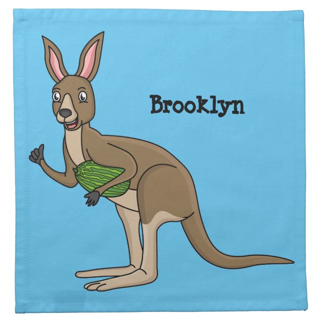 Cute happy Australian kangaroo illustration Cloth Napkin (Front)