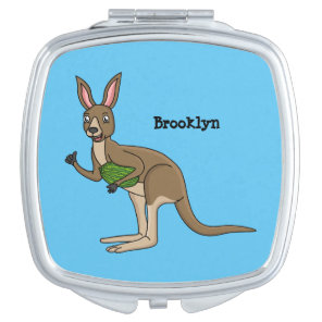 Cute happy Australian kangaroo illustration  Compact Mirror