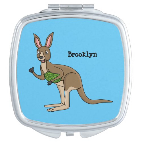 Cute happy Australian kangaroo illustration  Compact Mirror