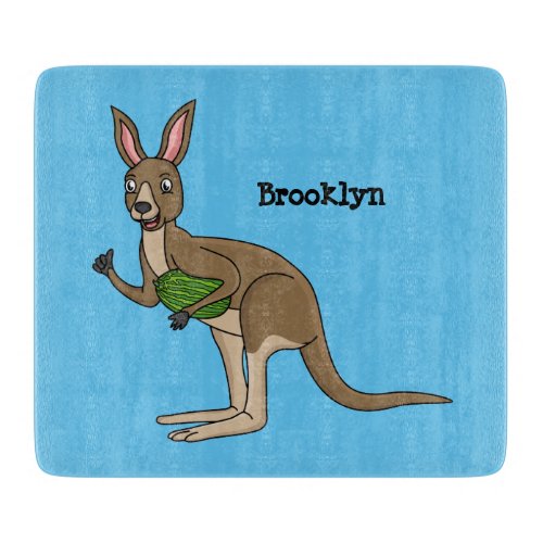 Cute happy Australian kangaroo illustration  Cutting Board
