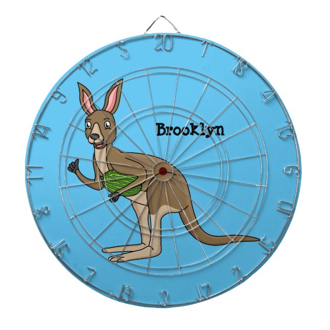 Cute happy Australian kangaroo illustration  Dart Board (Front)