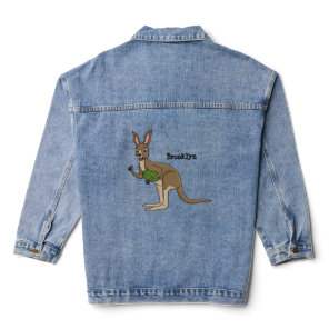 Cute happy Australian kangaroo illustration Denim Jacket