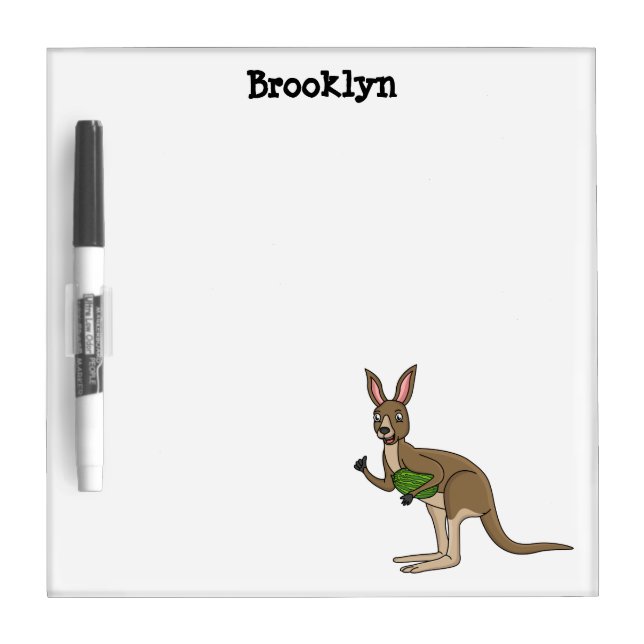 Cute happy Australian kangaroo illustration  Dry Erase Board (Front)