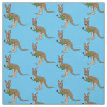 Cute happy Australian kangaroo illustration  Fabric