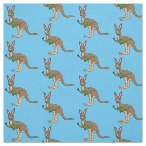 Cute happy Australian kangaroo illustration  Fabric