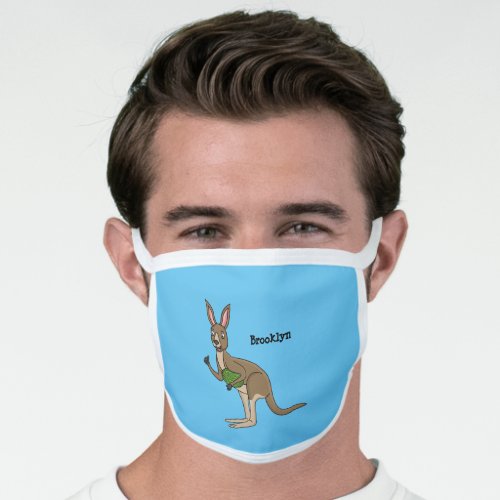 Cute happy Australian kangaroo illustration Face Mask