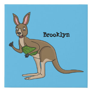 Cute happy Australian kangaroo illustration Faux Canvas Print