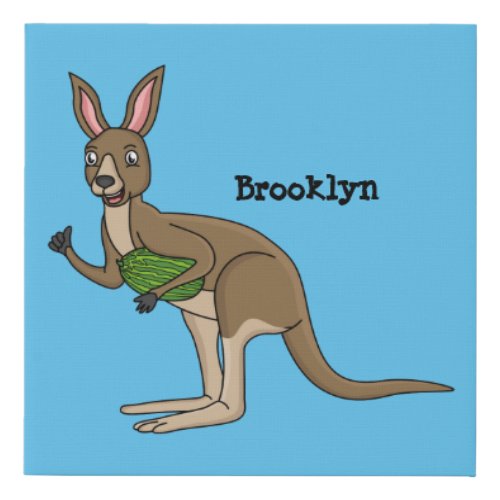 Cute happy Australian kangaroo illustration  Faux Canvas Print