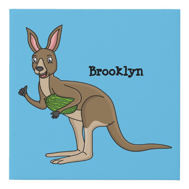 Cute happy Australian kangaroo illustration  Faux Canvas Print (Front)