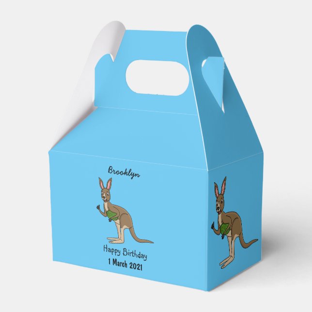 Cute happy Australian kangaroo illustration  Favor Boxes (Front Side)