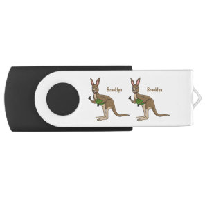 Cute happy Australian kangaroo illustration Flash Drive