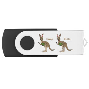 Cute happy Australian kangaroo illustration Flash Drive