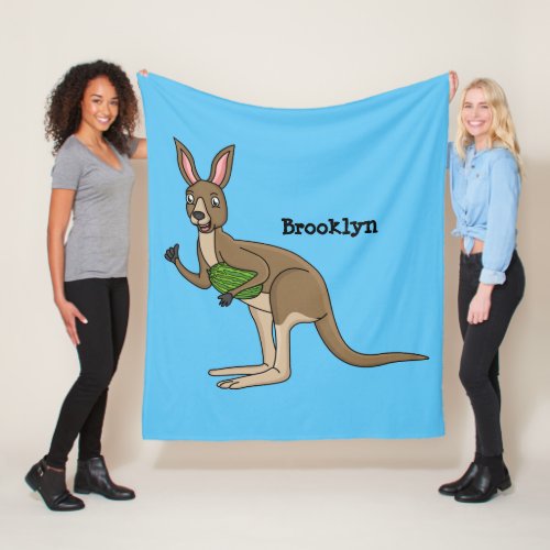 Cute happy Australian kangaroo illustration Fleece Blanket