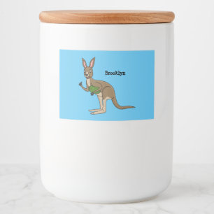 Cute happy Australian kangaroo illustration Food Label