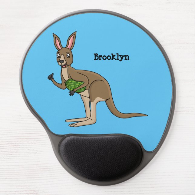 Cute happy Australian kangaroo illustration Gel Mouse Pad (Front)