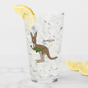 Cute happy Australian kangaroo illustration  Glass