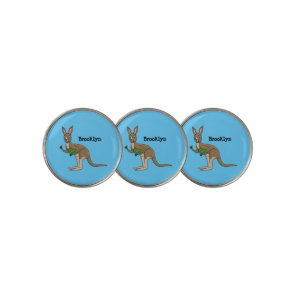 Cute happy Australian kangaroo illustration  Golf Ball Marker