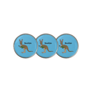 Cute happy Australian kangaroo illustration Golf Ball Marker