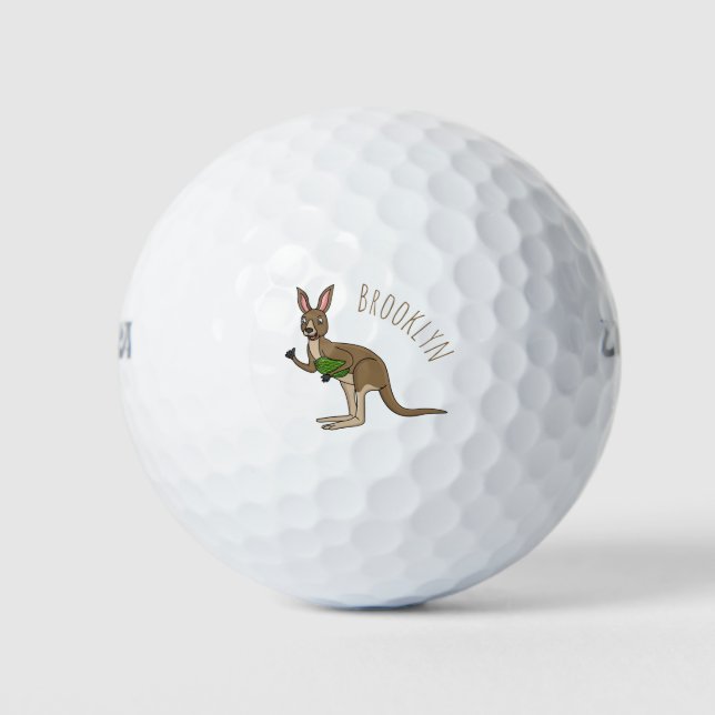 Cute happy Australian kangaroo illustration Golf Balls (Front)