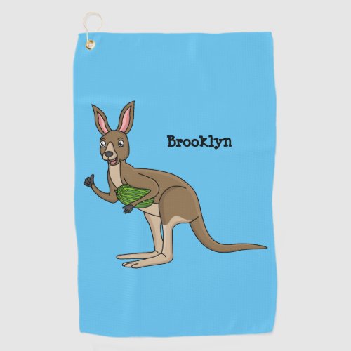 Cute happy Australian kangaroo illustration Golf Towel
