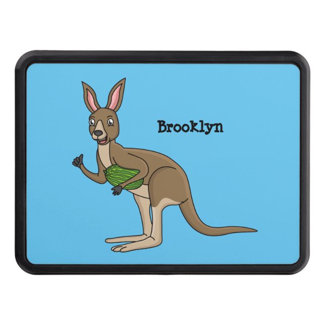 Cute happy Australian kangaroo illustration Hitch Cover (Front)