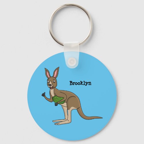 Cute happy Australian kangaroo illustration Keychain