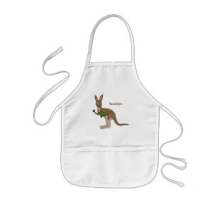 Cute happy Australian kangaroo illustration Kids' Apron