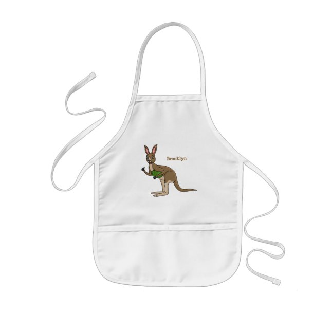 Cute happy Australian kangaroo illustration Kids' Apron (Front)
