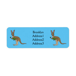 Cute happy Australian kangaroo illustration  Label