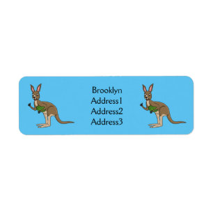 Cute happy Australian kangaroo illustration Label