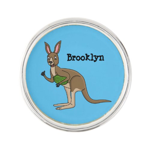 Cute happy Australian kangaroo illustration Lapel Pin