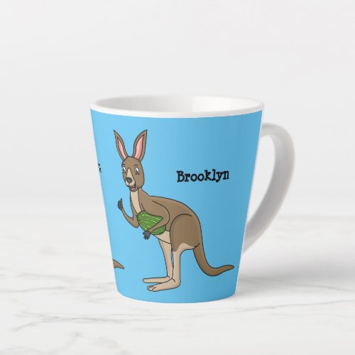 Cute happy Australian kangaroo illustration Latte Mug