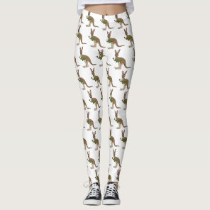 Cute happy Australian kangaroo illustration Leggings