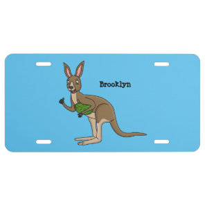 Cute happy Australian kangaroo illustration License Plate