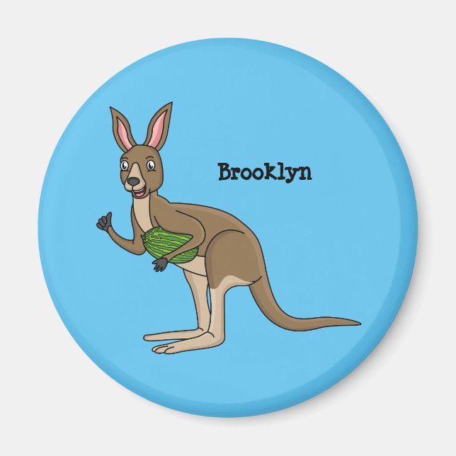 Cute happy Australian kangaroo illustration Magnet (Front)